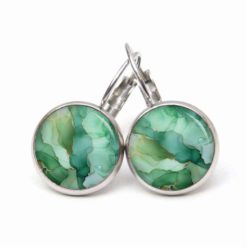 Handmade Ohrringe Jade Grün Marmormuster aus Edelstahl von Just Trisha