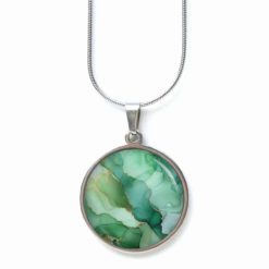 Handmade Kette Jade Grün Marmor aus Edelstahl von Just Trisha