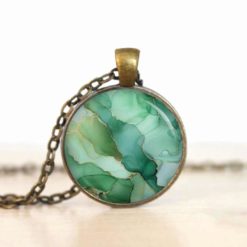 Handmade Kette Jade Grün Marmor aus Edelstahl von Just Trisha