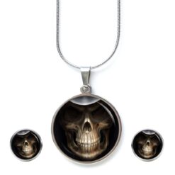Schmuckset Halloween Katze mit Kürbissen – Kette & Ohrringe aus Edelstahl