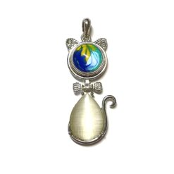 Katzen Druckknopf Anhänger mit CatEye Stein für 16mm Druckknopf Katzen Druckknopf Anhänger mit CatEye Stein für 16mm Druckknopf
