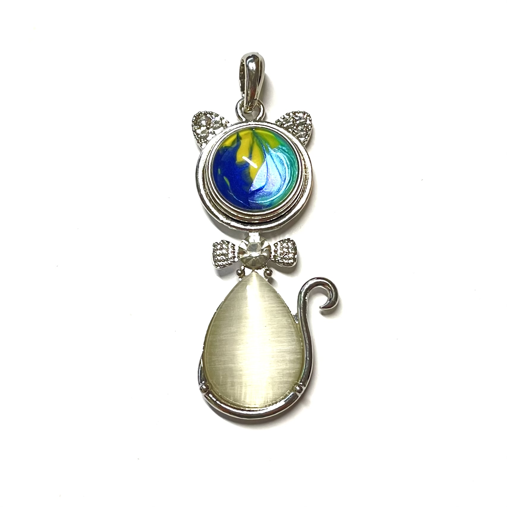 Katzen Druckknopf Anhänger mit CatEye Stein für 16mm Druckknopf Katzen Druckknopf Anhänger mit CatEye Stein für 16mm Druckknopf