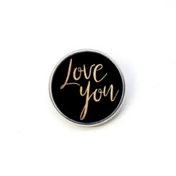 Druckknopf Chunk – Motiv Love you – Schrift gold auf Schwarz – 10 & 16 mm
