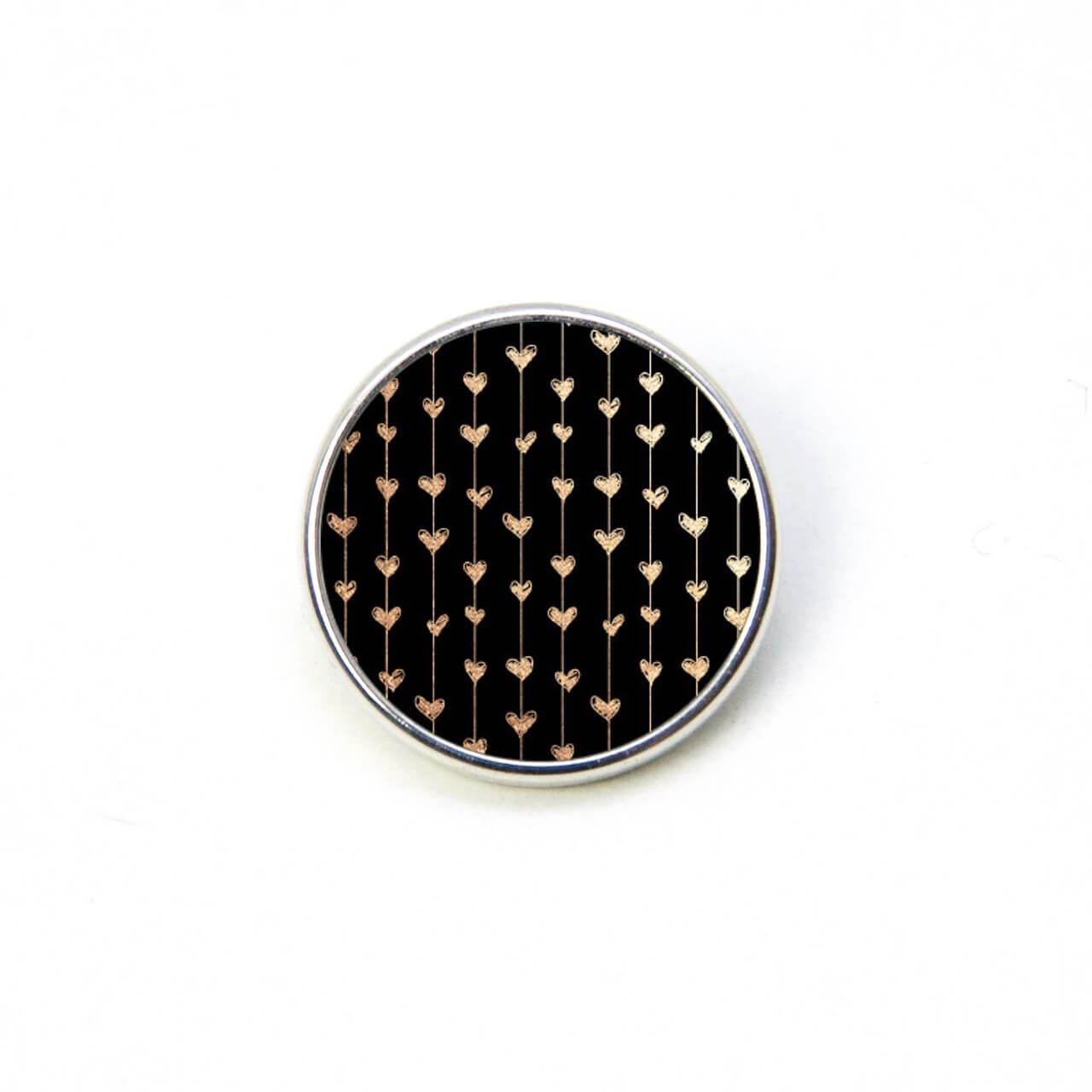 Druckknopf Chunk – Motiv Goldene Herzchen auf Schwarz – 10 & 16 mm Druckknopf Chunk – Motiv Goldene Herzchen auf Schwarz – 10 & 16 mm