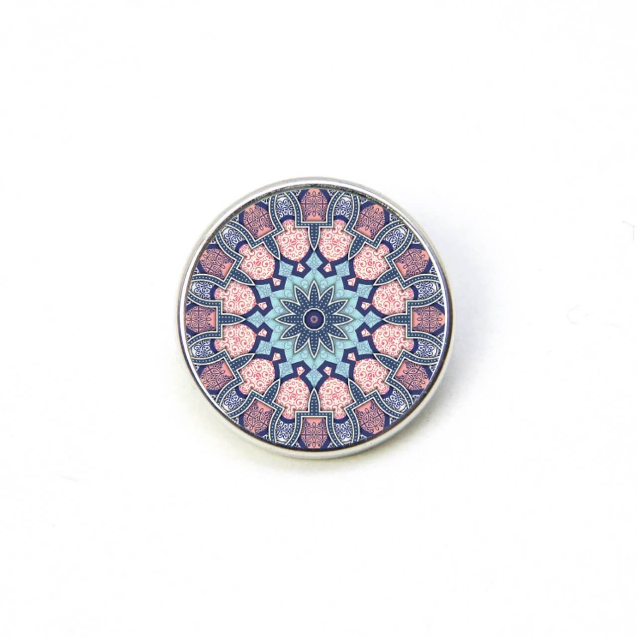 Druckknopf Chunk – Motiv Mandala hellblau türkis rosa – 10 & 16 mm Druckknopf Chunk – Motiv Mandala hellblau türkis rosa – 10 & 16 mm