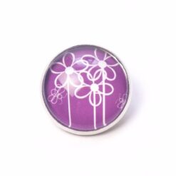 Druckknopf Chunk – Motiv Abstrakte Blumen weiß violett – 10 & 16 mm