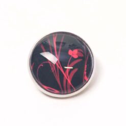 Druckknopf Chunk – Motiv Pinke Blüten auf Schwarz – 10 & 16 mm