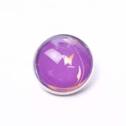 Druckknopf Chunk – Motiv Goldener Schmetterling auf Violett – 10 & 16 mm