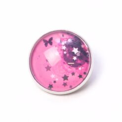 Druckknopf Chunk – Motiv Rosa Sternenhimmel mit Schmetterling – 10 & 16 mm