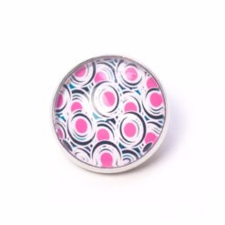 Druckknopf Chunk – Motiv Retro Kreise pink schwarz weiß – 10 & 16 mm