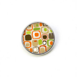 Druckknopf Chunk – Motiv Retro Quadrate braun grün orange – 10 & 16 mm