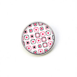 Druckknopf Chunk – Motiv Retro Quadrate schwarz rosa – 10 & 16 mm
