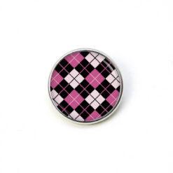 Druckknopf Chunk – Motiv Rautenmuster schwarz pink – 10 & 16 mm