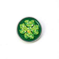 Druckknopf Chunk – Motiv Kleeblätter mit Blüten grün – 10 & 16 mm