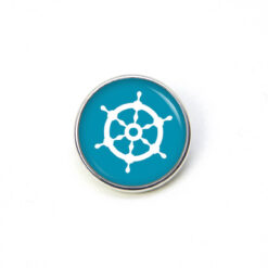 Druckknopf Chunk – Motiv Steuerrad hellblau maritim – 10 & 16 mm