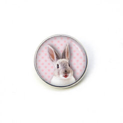 Druckknopf Chunk – Motiv Weißer Hase auf Rosa – 10 & 16 mm