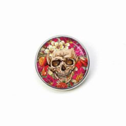 Druckknopf Chunk – Motiv Totenkopf mit Blumen bunt – 10 & 16 mm