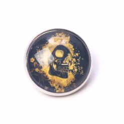 Druckknopf Chunk – Motiv Goldener Totenkopf auf Schwarz – 10 & 16 mm