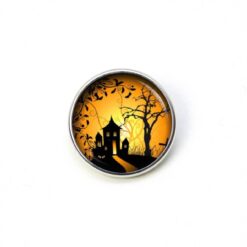Druckknopf Chunk – Motiv Halloween Geisterhaus mit Bäumen – 10 & 16 mm