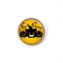 Druckknopf Chunk – Motiv Happy Halloween Kürbisse mit Hexenhut – 10 & 16 mm
