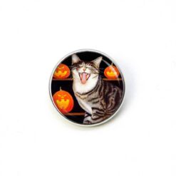 Druckknopf Chunk – Motiv Halloween Katze mit Kürbissen – 10 & 16 mm