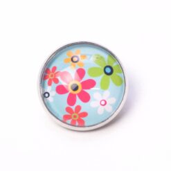 Druckknopf Chunk – Motiv Flower Power Blumen hellblau – 10 & 16 mm