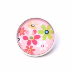 Druckknopf Chunk – Motiv Flower Power Blumen rosa – 10 & 16 mm