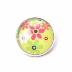 Druckknopf Chunk – Motiv Flower Power Blumen hellgrün – 10 & 16 mm
