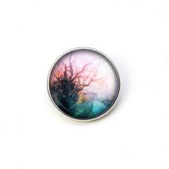 Druckknopf Chunk – Motiv Verwunschener Wald rosa grün – 10 & 16 mm