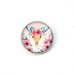 Druckknopf Chunk – Motiv Boho Stierschädel mit Blumen – 10 & 16 mm