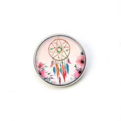 Druckknopf Chunk – Motiv Traumfänger rosa mit Blumen – 10 & 16 mm
