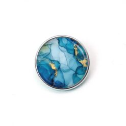 Druckknopf Chunk – Motiv Marmor petrolblau gold – 10 & 16 mm