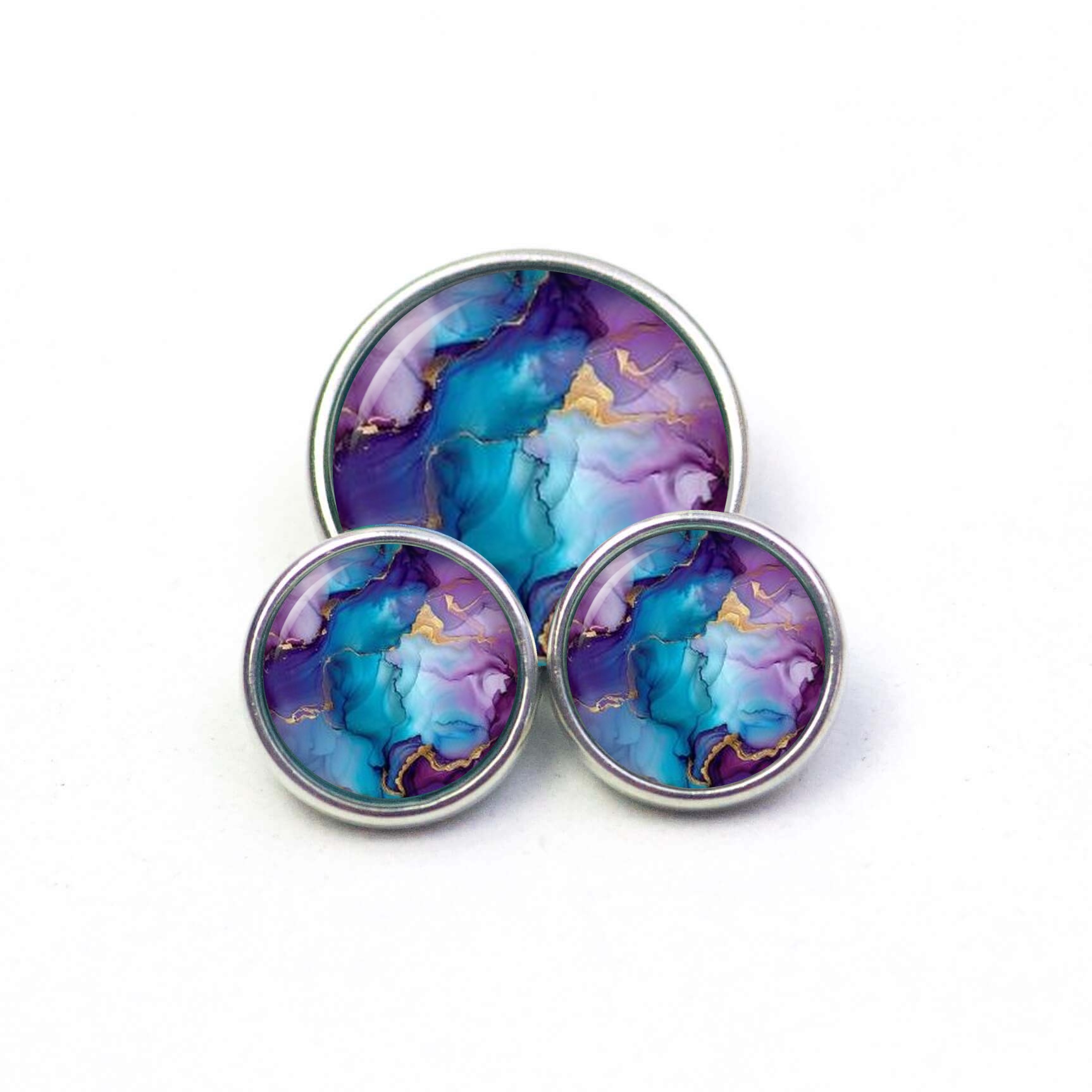 Druckknopf Chunk – Motiv Marmor violett blau gold – 10 & 16 mm Druckknopf Chunk – Motiv Marmor violett blau gold – 10 & 16 mm