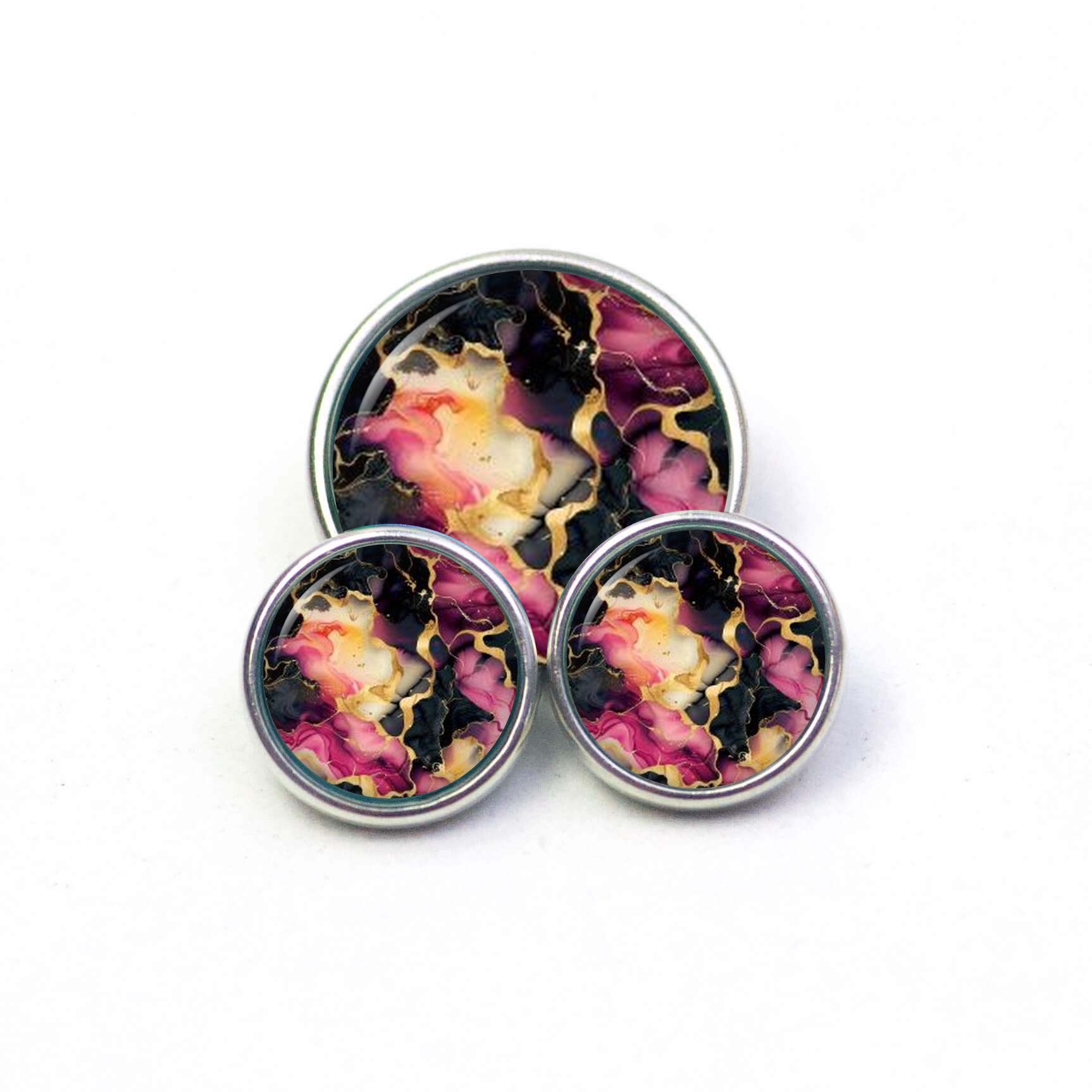 Druckknopf Chunk – Motiv Marmor schwarz pink gold – 10 & 16 mm Druckknopf Chunk – Motiv Marmor schwarz pink gold – 10 & 16 mm
