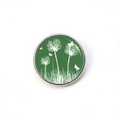 Druckknopf Chunk – Motiv Pusteblumen dunkelgrün mit Schmetterlingen – 10 & 16 mm