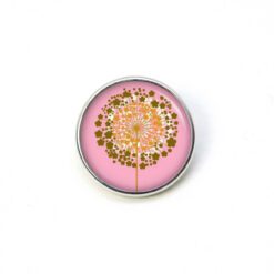 Druckknopf Chunk – Motiv Goldene Pusteblume rosa – 10 & 16 mm
