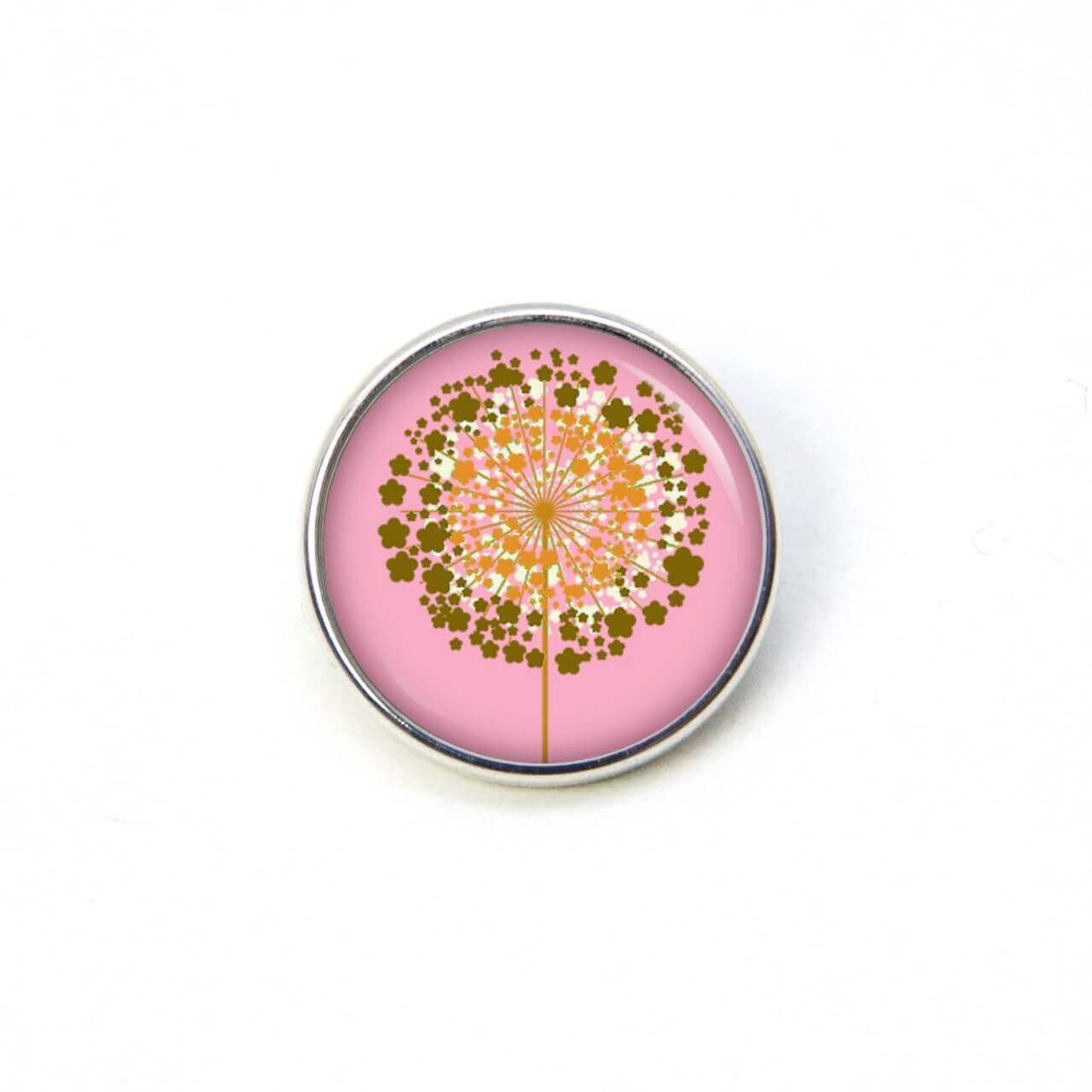 Druckknopf Chunk – Motiv Goldene Pusteblume rosa – 10 & 16 mm Druckknopf Chunk – Motiv Goldene Pusteblume rosa – 10 & 16 mm