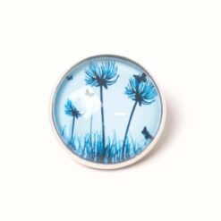 Druckknopf Chunk – Motiv Pusteblumen hellblau mit Schmetterlingen – 10 & 16 mm