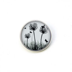 Druckknopf Chunk – Motiv Pusteblumen grau mit Schmetterlingen – 10 & 16 mm