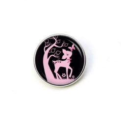 Druckknopf Chunk – Motiv Rehkitz rosa auf Schwarz – 10 & 16 mm