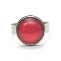 Handbemalter Ring Dunkelrot Glitzer – verstellbarer Edelstahl Ring