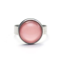 Handbemalter Ring Rosa Perlmutt – verstellbarer Edelstahl Ring