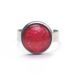 Handbemalter Ring Rot Glitzer – verstellbarer Edelstahl Ring