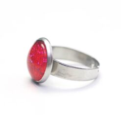 Handbemalter Ring Rot Glitzer – verstellbarer Edelstahl Ring Handbemalter Ring Rot Glitzer – verstellbarer Edelstahl Ring