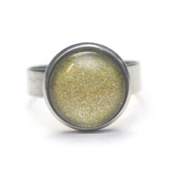 Handbemalter Ring Olivgold Glitzer – verstellbarer Edelstahl Ring