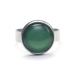 Handbemalter Ring Tannengrün – verstellbarer Edelstahl Ring