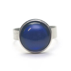 Handbemalter Ring Dunkelblau schimmernd – verstellbarer Edelstahl Ring