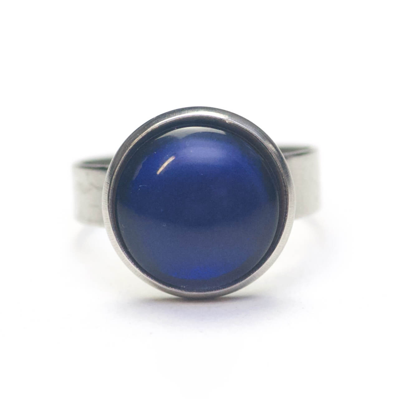 Handbemalter Ring Dunkelblau schimmernd – verstellbarer Edelstahl Ring Handbemalter Ring Dunkelblau schimmernd – verstellbarer Edelstahl Ring