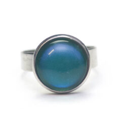 Handbemalter Ring Blau-Grün-Lila schimmernd – verstellbarer Edelstahl Ring