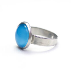 Handbemalter Ring Mittelblau – verstellbarer Edelstahl Ring Handbemalter Ring Mittelblau – verstellbarer Edelstahl Ring